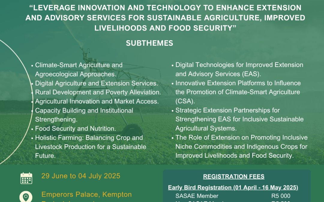 58TH ANNUAL CONFERENCE OF THE SOUTH AFRICAN SOCIETY FOR AGRICULTURAL EXTENSION & THE 1ST AGRICULTURAL EXTENSION WEEK